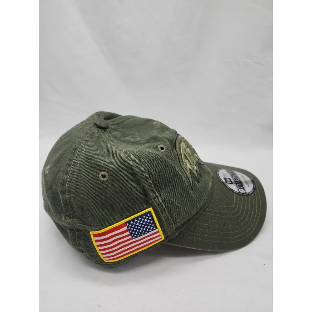 Baltimore Ravens Hat Cap Strap Back Green Logo Salute To Service American Flag